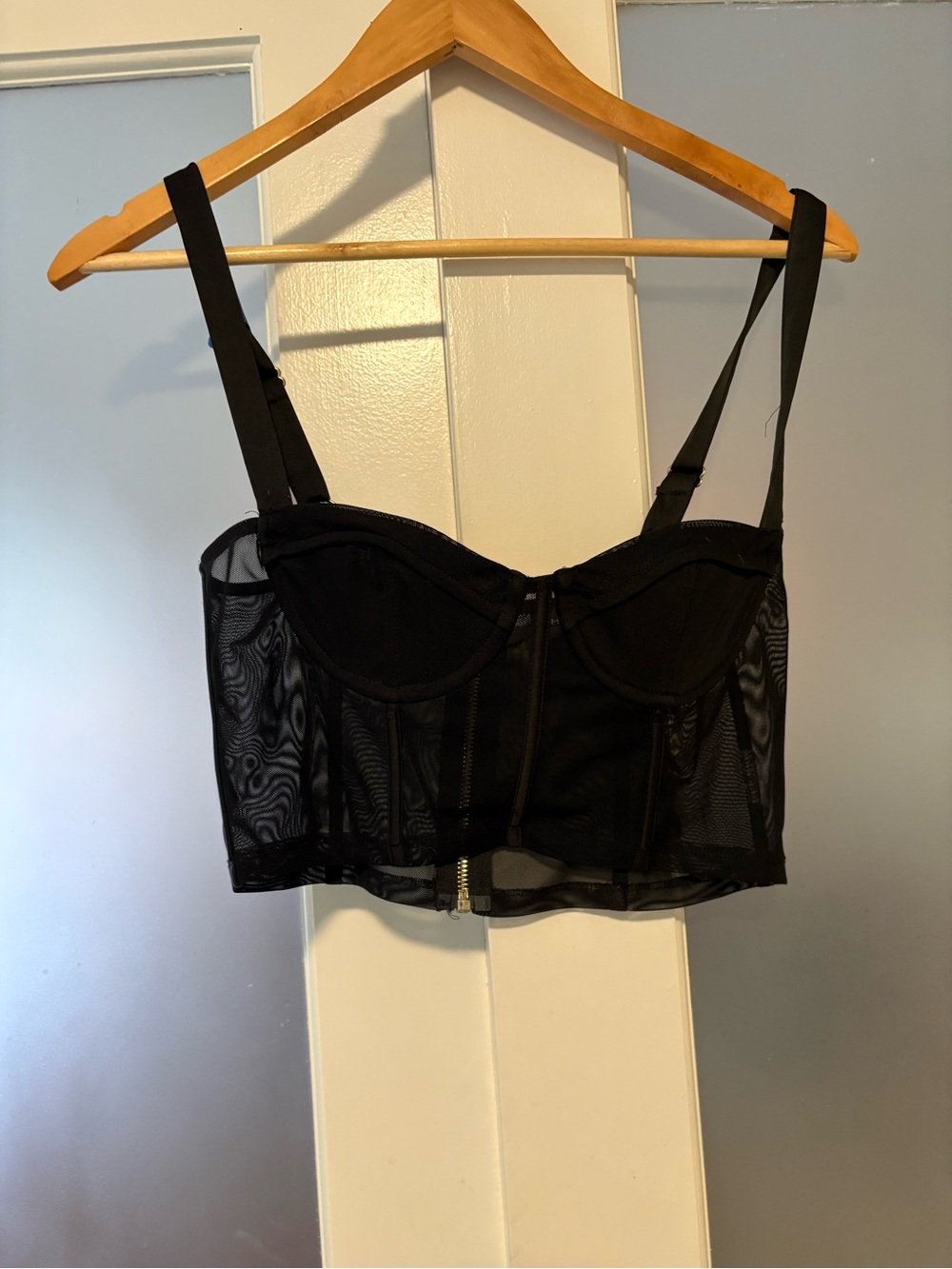 White Fox Boutique Black Mesh Longline Bustier